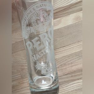 Peroni Nastro Azzurro Half Pint Etched Beer Glass Vintage Bottom Etching